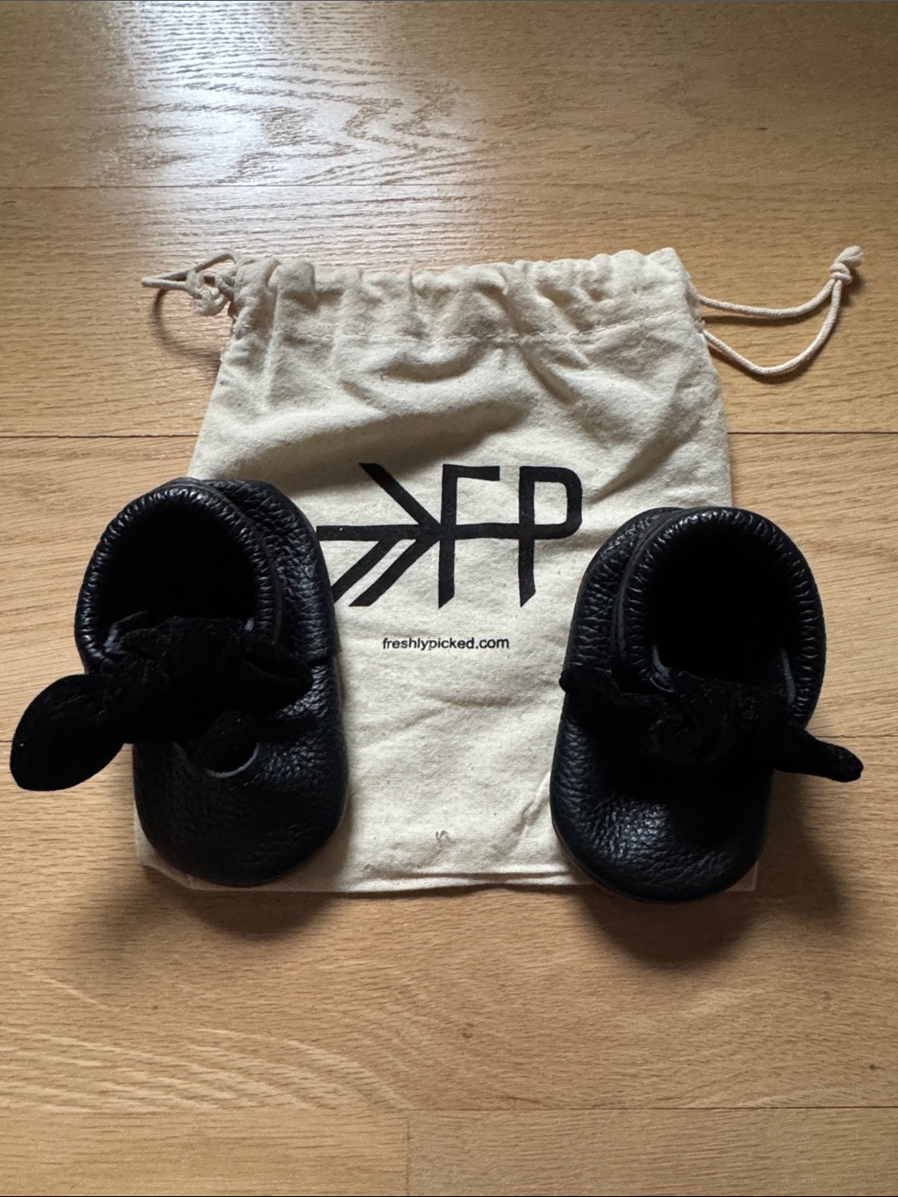Freshly Picked Ebony Velvet Knotted Bow Baby Shoe